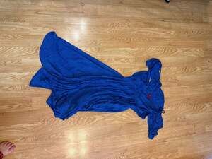Jennifer Lopez Blue Satin Mock-Croc Wrap Dress With Cold Shoulder Ruffles